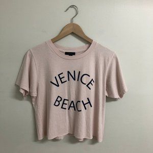 J CREW - DUSTY PINK CROPPED T-SHIRT WITH RAW EDGE